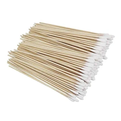 Image of Long Wood Handle Cotton Swab 400PCS Swabs with Wooden Handles, Cleaning Single Tipped Cosmetic Tool Makeup Removal Wound Care Buds