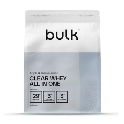 Image of Bulk Clear Whey All in One, Protein Powder Shake, Apple &amp; Blackcurrant, 500 g, 10 Servings, Packaging May Vary