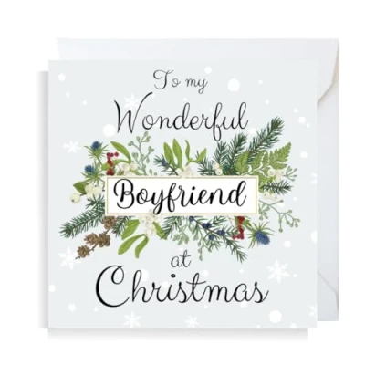 Image of Second Ave Cute MIstletoe Boyfriend Square Christmas Xmas Holiday Festive Greetings Card