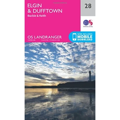 Image of Landranger 28 Elgin, Dufftown, Buckie &amp; Keith Map With Digital Version