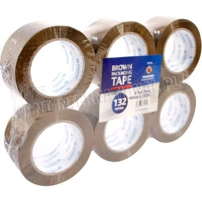 Image of 6 Rolls Per Pack 48MM x 66M Brown Packaging Tape for Parcels and Boxes. This of Heavy Duty Packing Provides a Strong, Secure Sticky Seal Your Boxes