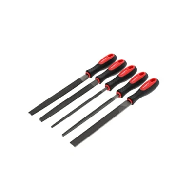 Image of GEDORE Red File Set 5 Pieces Special Steel with Plastic Bag 2 Component Handle Red/Black