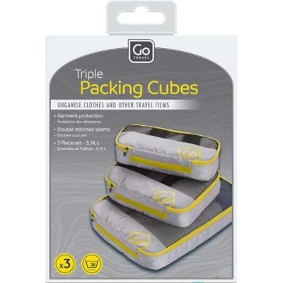 Image of Go Travel Clothes/Garment Suitcase Packing Cubes Yellow Large Capacity, Lightweight and Breathable 3 Piece Set (Ref 286.101)