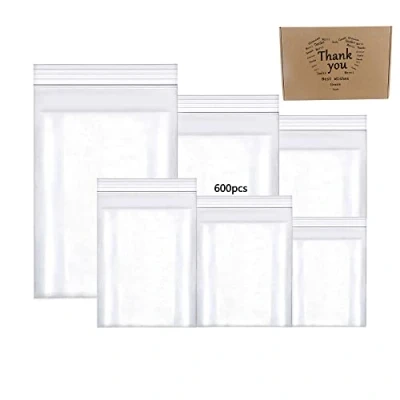 Image of newlng 600pcs Small Plastic Bags Sealable Ziplock Grip Seal Mixed Size Resealable Clear Ideal for Storage Jewellery Medicine Samples Seeds Coins