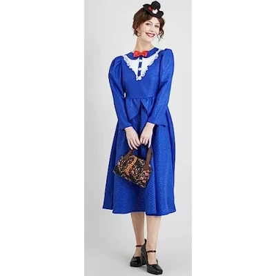 Image of TU Officially Licensed Mary Poppins fancy Dress Costume with Mini Hat and Bag. Women&#039;s UK Size 20 22