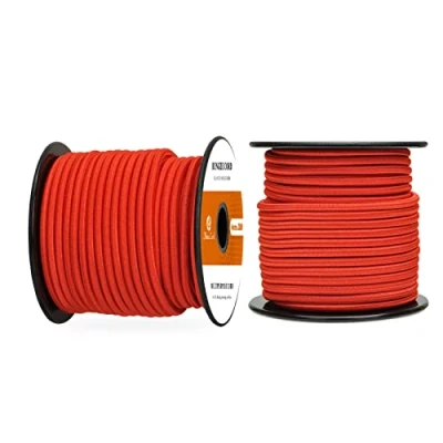 Image of Abma Cord Bungee 4mm 20M Elastic Shock 100% Stretch Rope for Tarpaulin, Trailer, Backpack, Tent Pole, Kayak Red