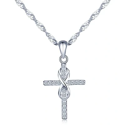 Image of Infinite U Women&#039;s Girl&#039;s Necklace, Classic Cross Infinity Symbol Pendant, 925 Sterling Silver Necklace inlaid with zircon, Christmas birthday gift