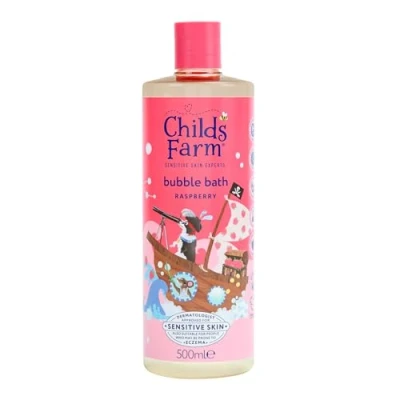Image of Childs Farm Kids Bubble Bath, Raspberry Gently Cleanses &amp; Soothes Suitable for Dry, Sensitive Eczema Prone Skin, 500ml