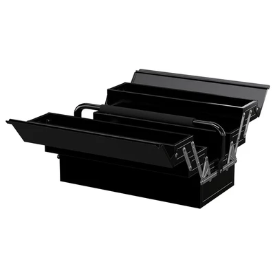Image of DURHAND Metal Tool Box 3 Tier 5 Tray Professional Portable Storage Cabinet Workshop Cantilever Toolbox with Carry Handle, 45cmx20cmx34.5cm, Black