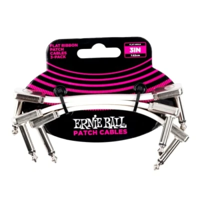 Image of Ernie Ball 3 inch Flat Ribbon Patch Cable Pack White