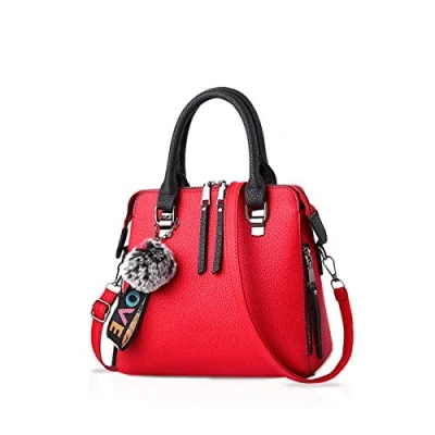 Image of NICOLE&amp;DORIS Women Fashion Handbags Tote Bags Classic Ladies Cross Body Shoulder Bag Messenger Leather Large Capacity Red