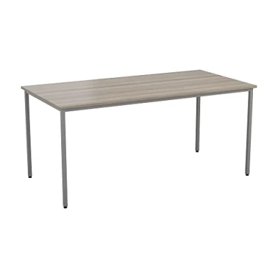 Image of Office Hippo Table, Sturdy &amp; Robust Computer Stylish Work Table For Home Office, Ideal Desk Any Space, Height Adjustable Feet, 5 Year Guarantee, Grey Oak, 160 x 80 73 cm