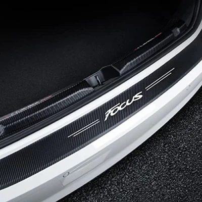 Image of EAGLEG Carbon Fiber Rear Bumper Protector Sticker, for Fo rd Focus, Car Trunk Door Sill Edge Anti Scratch Decorative Strips Styling Accessories,Black