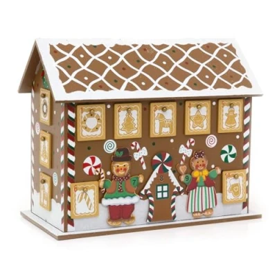 Image of Carousel Home Gingerbread House Christmas Advent Calendar Reusable 24 Drawer 27x32cm