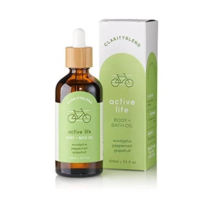 Image of Clarity Blend Aromatherapy Body &amp; Bath Massage Oil, Blending Skin Oil Peppermint, Eucalyptus, Juniper, Arnica Flower 100% Natural Pure Essential Oils 100 ml