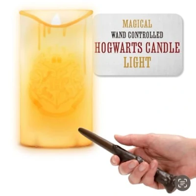 Image of Harry Potter Hogwarts LED Candle with Wand Remote Officially Licensed Wizarding World Merchandise, Great Hall Battery Powered Candlelight Decor for Themed Events Paladone