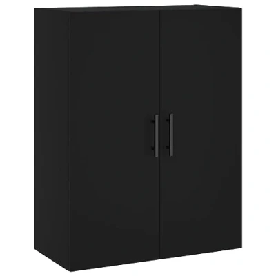 Image of vidaXL Wall Mounted Cabinet with Glass Door, Black Engineered Wood Construction, Ideal for Living Room and Bedroom