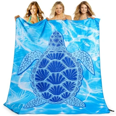 Image of KUOGAS XXL Beach Towel, 200 x 145 cm, Large Quick Drying Microfibre Sand Free Bath Blanket, Women&#039;s Towel