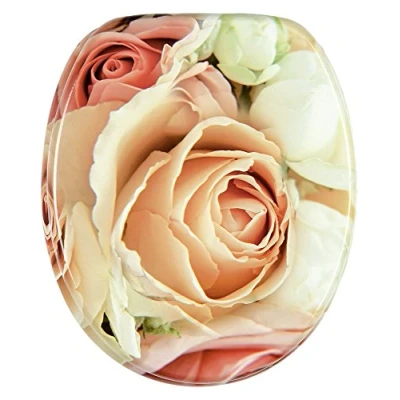 Image of Sanilo Toilet Seat, Stable Hinges, Easy to Mount, Wooden Seat Pink Rose