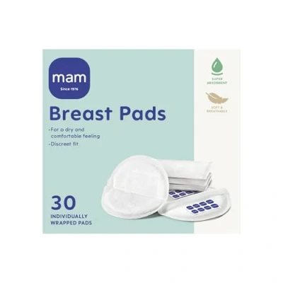 Image of MAM Breast Pads with Fixing Strip (Pack of 30), Ultra Discreet Maternity for Breastfeeding, Nipple Nursing