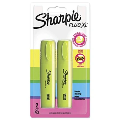 Image of Sharpie Fluo XL Highlighters Chisel Tip Fluorescent Yellow 2 Count