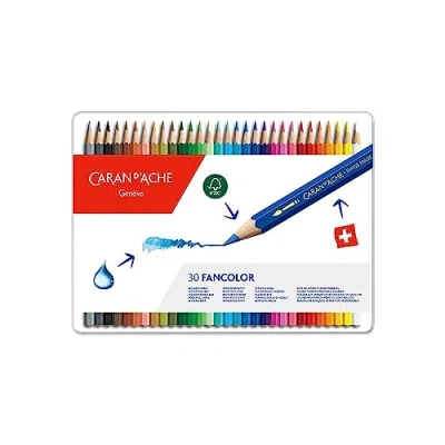 Image of Caran Dache Metal tin with 30 Water Soluble Colour Pencils,Packaging may vary