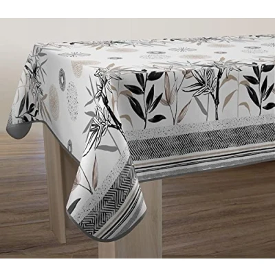 Image of Le linge de Jules Stevia Stain Resistant Rectangular Tablecloth 150 x 200 cm, Black, Beige, Grey, Off White