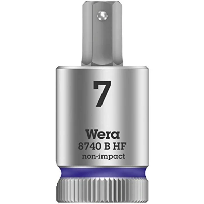 Image of Wera 8740 B HF Zyklop In Hex Plus holding function bit socket, 3/8&quot; drive, 7x38.5mm, 05003037001