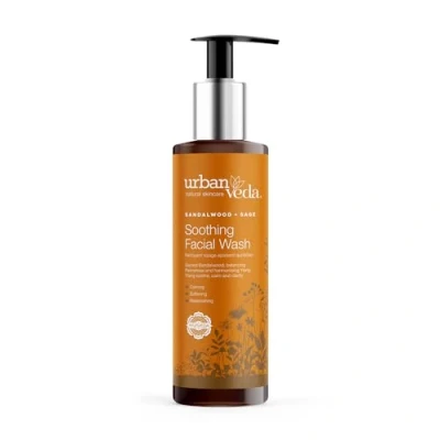 Image of Urban Veda Soothing Facial Wash Daily Simple Face for Dry, Mature, Sensitive &amp; Inflamed skin Contains Sandalwood Rose Water Women Men and Calming 150 ML