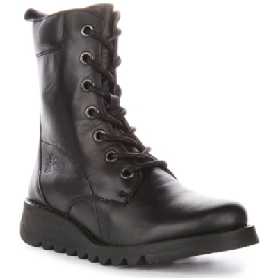 Image of Silf015Fly Leather Women&#039;s Wedge Ankle Boots