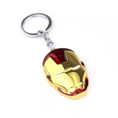 Image of Multibao Marvel Avengers Iron Man Mask Keychain Red and Gold Metal Keyring Cosplay Gift
