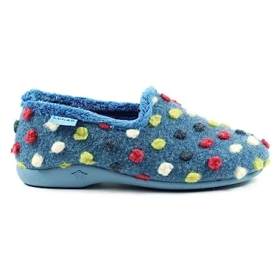 Image of Lunar Ladies&#039; Helix Mid Blue Polka Dot Slippers Cozy Fleece Lining, Slip On Style, Cushioned Insole, Non Sole for Indoor Comfort 6