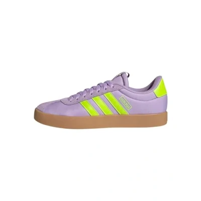 Image of adidas Women&#039;s VL Court 3.0 Shoes, Powder Plum/Solar Slime/Lucid Lemon, 3.5 UK