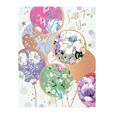 Image of Words N Wishes Female Birthday Card General for Women Floral Balloons with Embossed Foil Details Eco Friendly and Recyclable