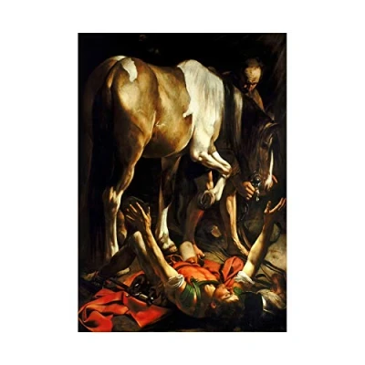 Image of Wee Blue Coo Painting Conversion On The Way To Damascus Caravaggio Wall Art Print