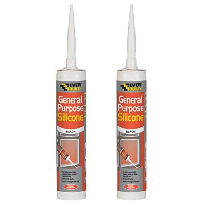 Image of Everbuild 2 X General Purpose Silicone Black 310ml EVBGPSBL