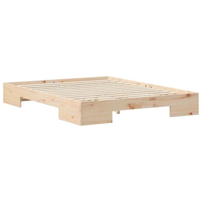 Image of Floor Bed Frame with Storage Brown 150 x 200 cm Solid pine wood Vidaxl