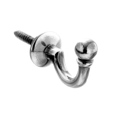 Image of Swish Ball Metal Curtain Tie Back Hooks, Chrome, Medium, Pair