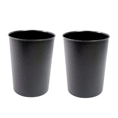 Image of JVL Quality Vibrance Black Lightweight Plastic Waste Paper Basket Bin, Set of 2
