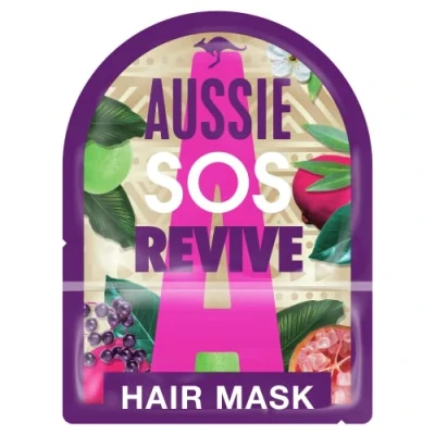 Image of Aussie SOS Hair Mask &amp; Cap Revive Your Lifeless Locks with A Blend of Australian Superfoods, Vegan, 20ml