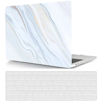 Image of Laptop Shell Case Compatible with MacBook Air 13 inch 2017 2016 2015 2014 2013 2012 2011 2010 Release A1466 A1369, Plastic Hard Cover &amp; Keyboard White marble