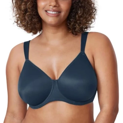 Image of Delimira Women&#039;s Non Padded Minimiser Bras Full Coverage Seamless Underwire Plus Size Smooth T Shirt Bra Sargasso 36DD