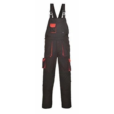 Image of SW Men&#039;s Contrast Painters Work Wear Bib and Brace Overall Coverall Elastic Back Dungarees Black/Red XXX Large