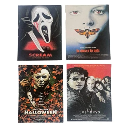 Image of Melody Jane Dolls House Set of 4 Halloween Posters Miniature Home Décor Accessory 1:12 Scale