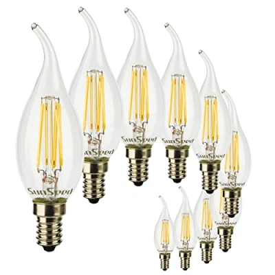 Image of SUNSEED 10 X E14 6W (Equivalent to 60W) Sapphire Filament LED Flame Light Bulb C35TA Neutral White 4000K