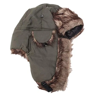Image of Geminimall Gemini_mall Faux Fur Bomber Trapper Hat for Men and Women Cotton Winter Warm Ushanka Russian Hunting Ear Flap Trooper Army Green
