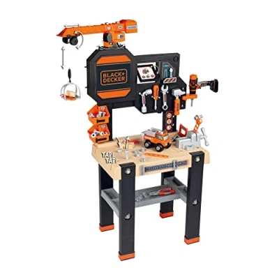 Image of Smoby Black and Decker Kids Builder workbench Pretend play toy with tools