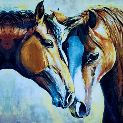 Image of 20 Napkins Two Happy Horses Table Decoration Decoupage Napkin Technology 33 x cm