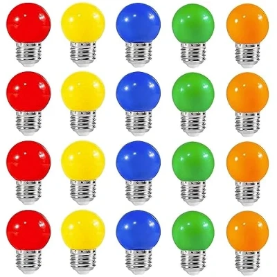 Image of ZFQ 20 Pack Colored Bulbs 2W E27 G45 Lighting Bulbs,LED Coloured Golf Ball Mini Bulb Lamp,Mixed Colours Red Yellow Green Blue Orange