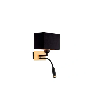 Image of Euluna Wall lamp Harry, angular, brass/black/black